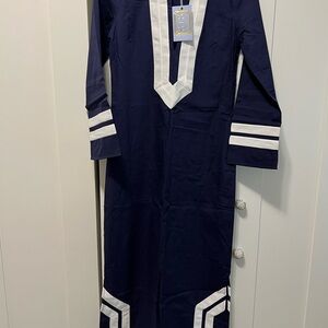 Navy and White Long Sleeve Dress